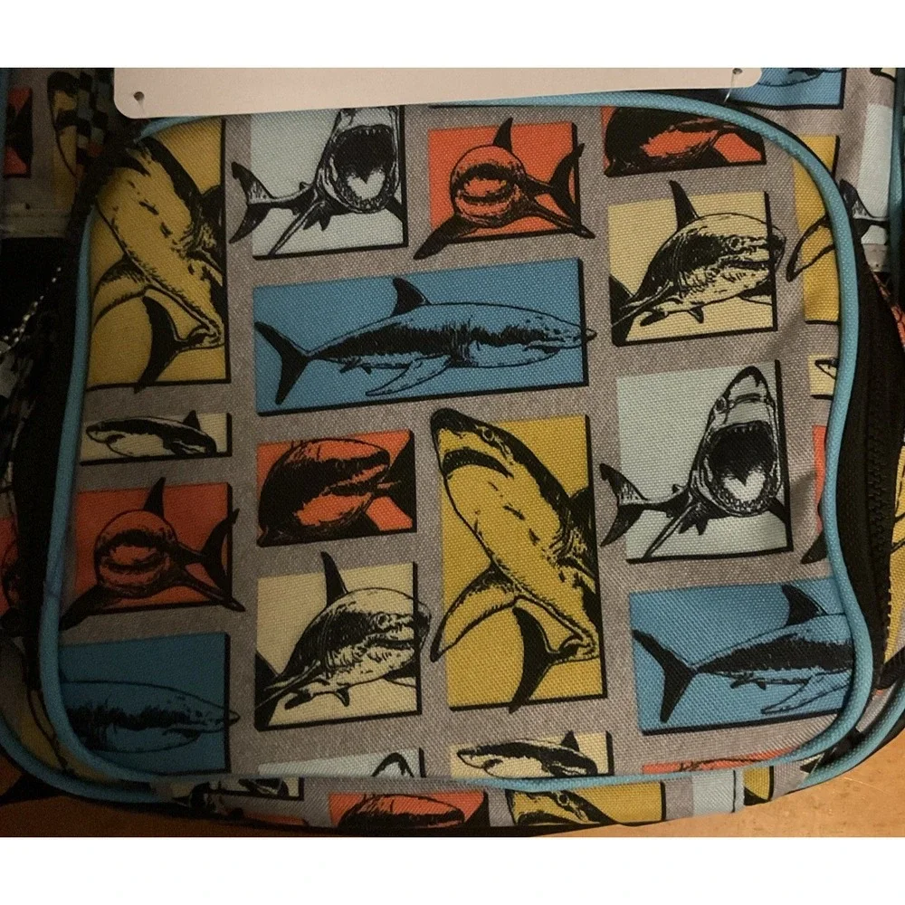 Wonder Nation 4 Pc 17 in Shark Pop It Back Pack With lunch Box,‎ Pencil Case NWT